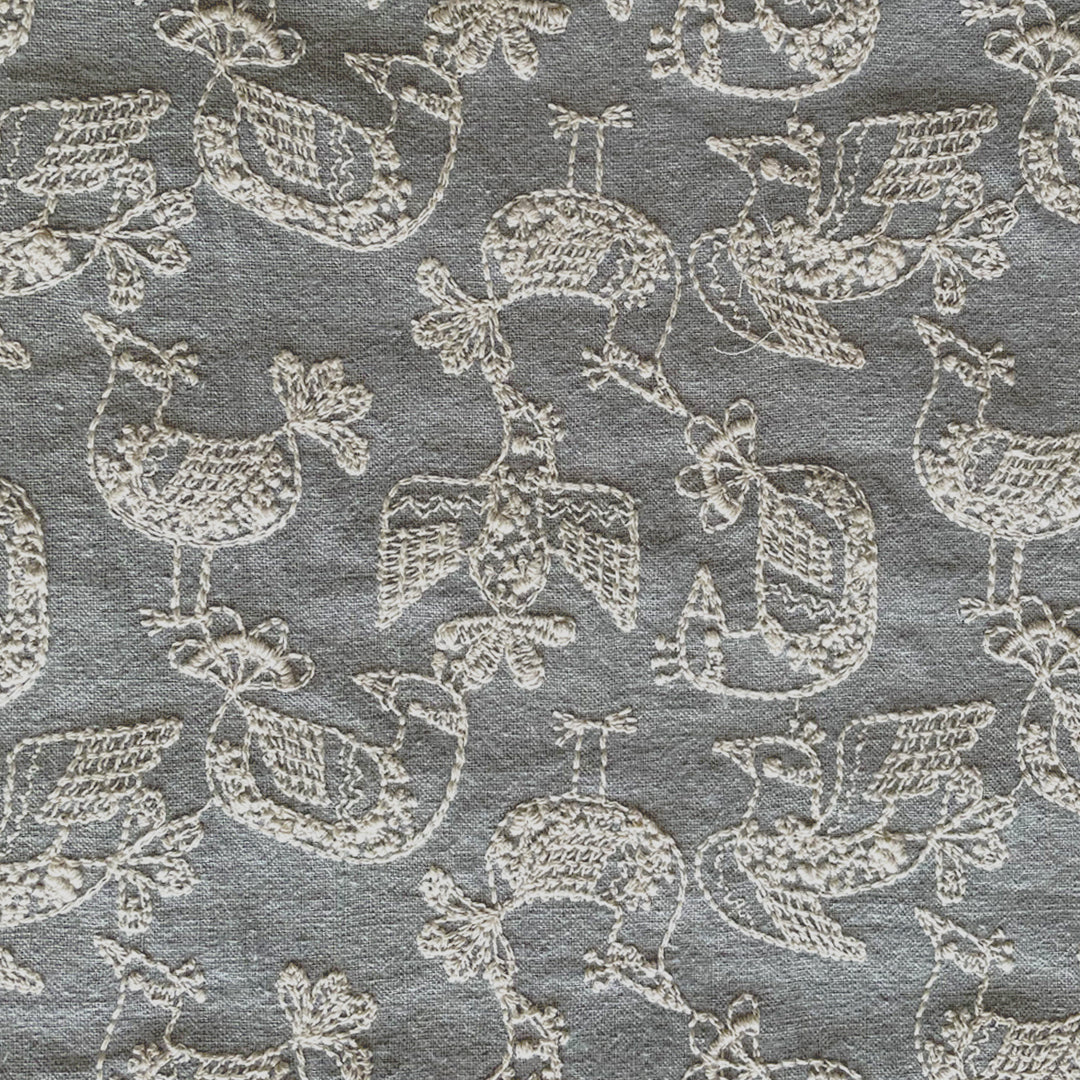 レース模様の鳥 Birds in a lace pattern / コットンリネン 3COLORS