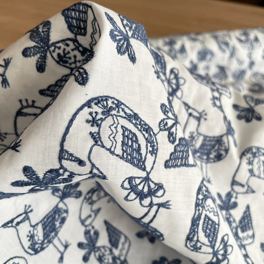 レース模様の鳥 Birds in a lace pattern / 綿100% 3COLORS