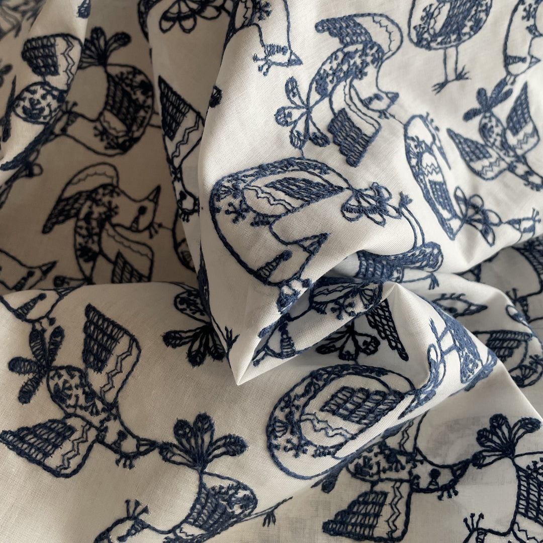レース模様の鳥 Birds in a lace pattern / 綿100% 3COLORS