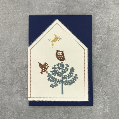 和紙のおうちｶｰﾄﾞ 森のフクロウ　Forest Owl / 2COLORS