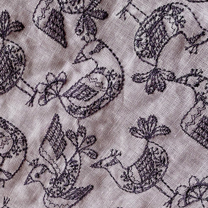 レース模様の鳥　Birds in a lace pattern　/　リネン100％　2COLORS