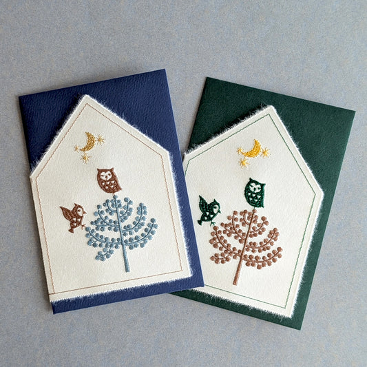 和紙のおうちｶｰﾄﾞ 森のフクロウ　Forest Owl / 2COLORS