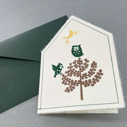 和紙のおうちｶｰﾄﾞ 森のフクロウ　Forest Owl / 2COLORS