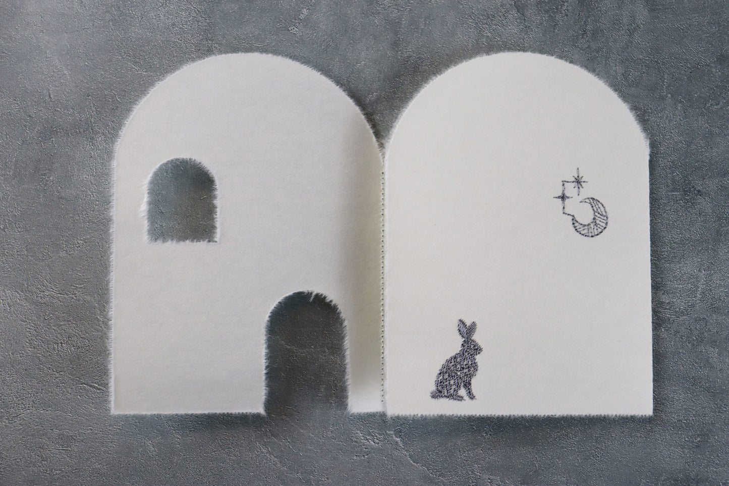 Washi House Card Rabbit Gray