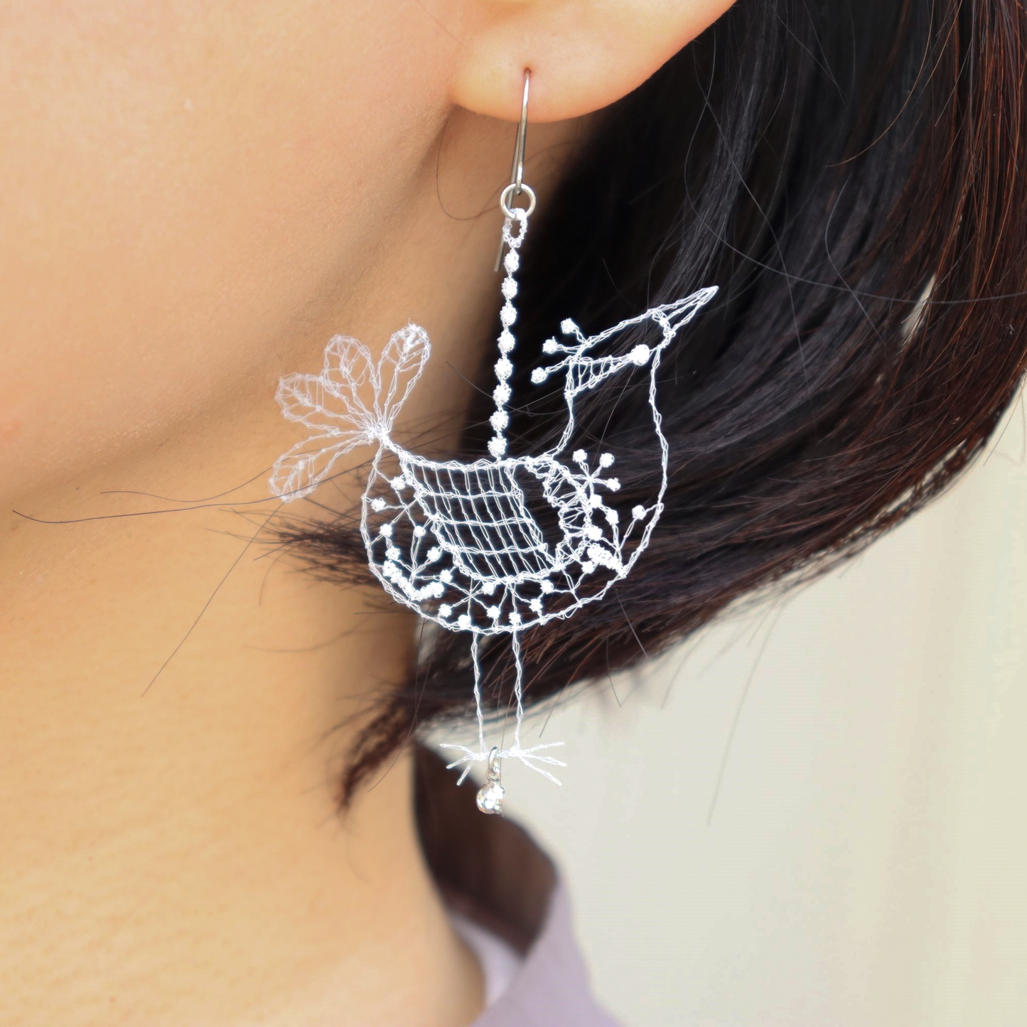 Lumikukka Bird Earrings Blue gray